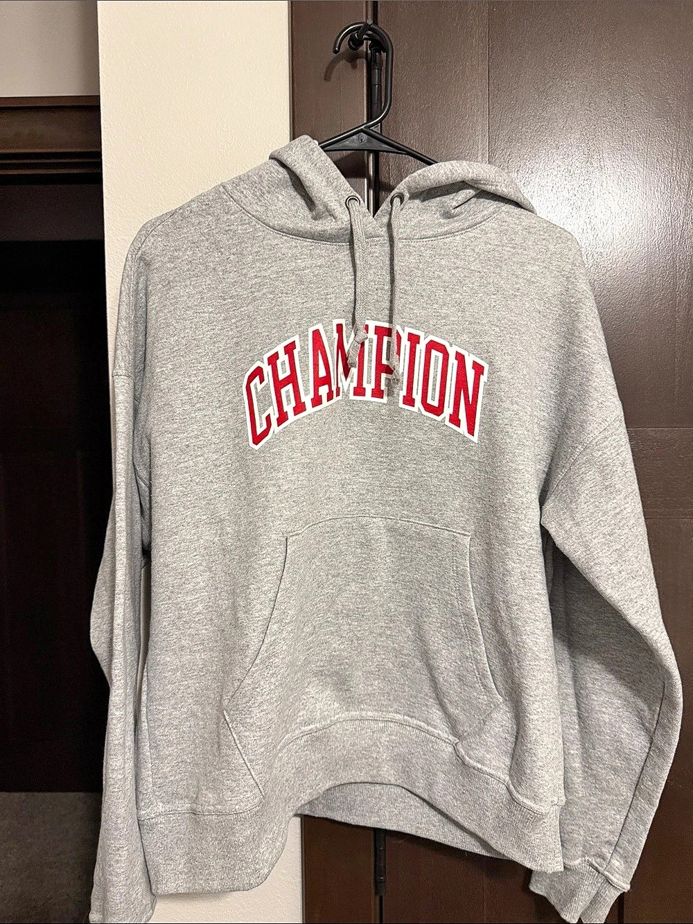Champion Authentic Athleticwear Arch Logo Hoodie Gray & Red